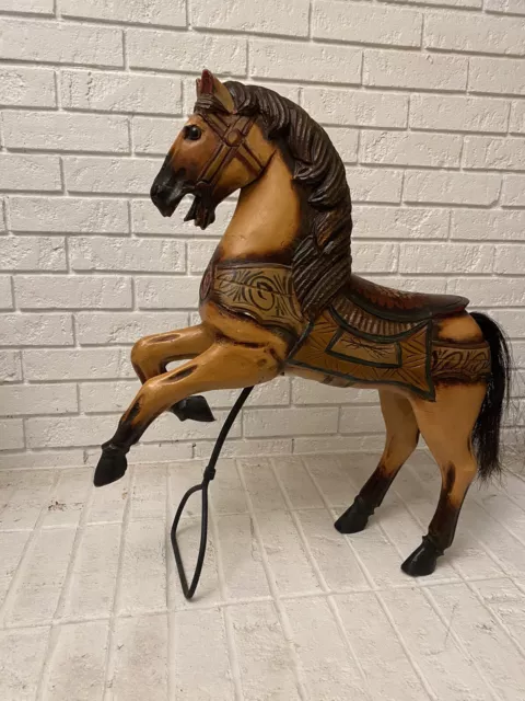 Antique Folk Art Hand-Carved Wooden Painted Horse. Vintage Antique Rocking