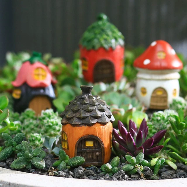 Mushroom Flower Pinecone House Garden Mushroom Outdoor Mushroom Figurines