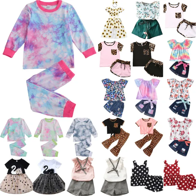 Toddlers Kids Baby Girl T-Shirt Tops Pants/Shorts/Skirt Clothes Sommer Casual