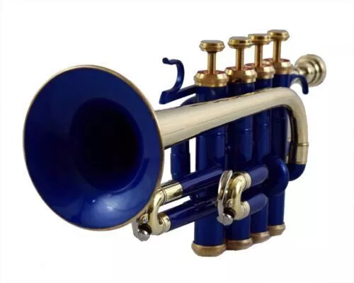 BRAND NEW BLUE BRASS FINISH Bb/A PICCOLO TRUMPET+FREE HARD CASE+MOUTHPIECE