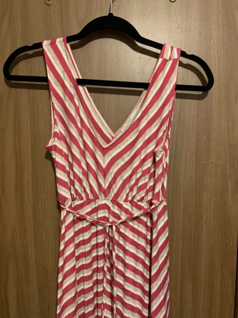 Jessica Simpson Maternity Sleeveless Dress Summer Medium pink /gray striped