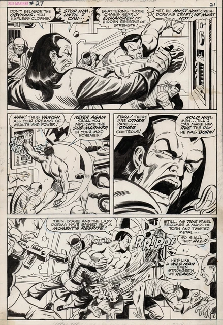 Sub Comic Artist SUB-MARINER #27 P 16 Original comic Art Sal Buscema Esposito Namor ...