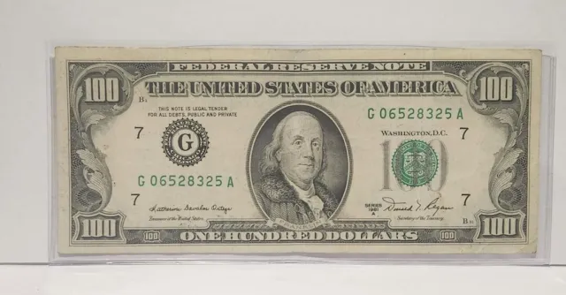 1981 A 100 Dollar Bill - Vintage Small Face - Circulated - Chicago - $100