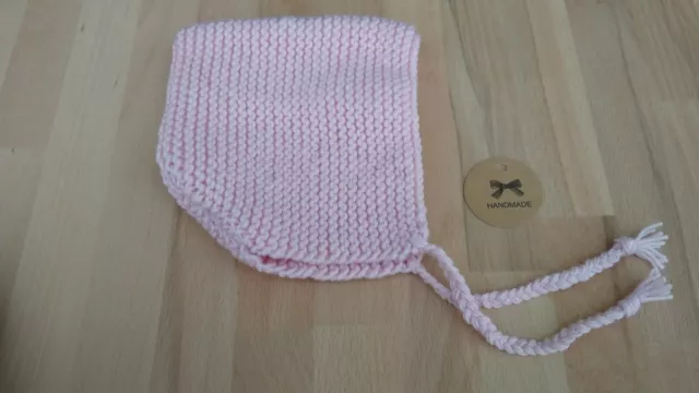 Bonnet béguin pour bébé tricoté main laine mérinos