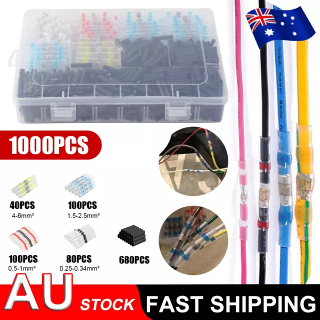 800/1000 Solder Seal Sleeve Heat Shrink Butt Wire Connector Terminals Waterproof