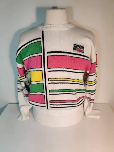 Vtg 80s 90s Head Sportswear Sweater Tennis Warmup Small Logo Striped