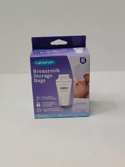 Lansinoh Pre-Sterilized Breastmilk Freezer Storage Bags Free Ship New 50ct Box