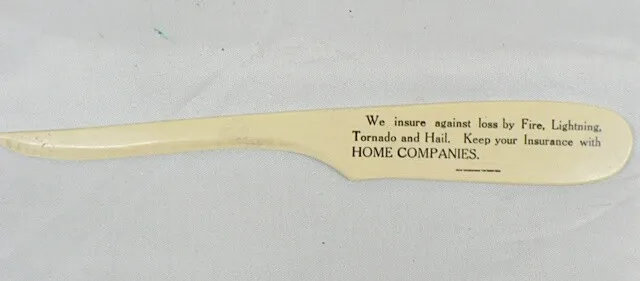 Vintage Celluloid Letter Opener Advertising Home Insurance Co.