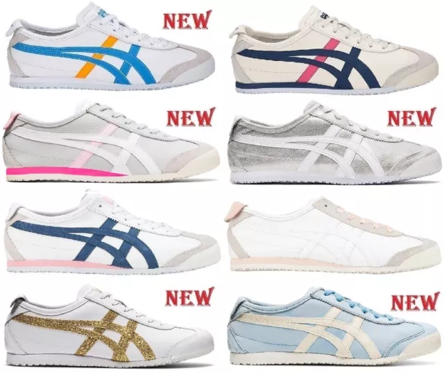 Scarpe Asics Onitsuka Tiger Mexico 66 Donna Bianco Rosa 1182A129 100% Pelle