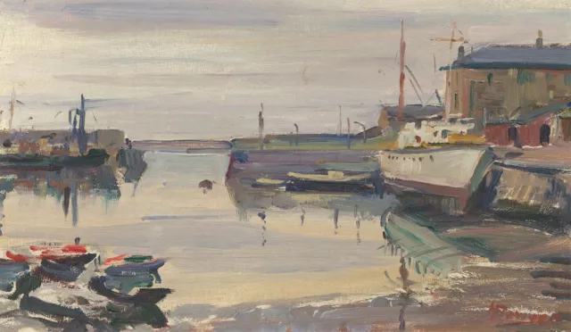 H. Bowyer - 20th Century Oil, Calm In The Harbour