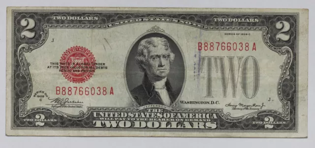 Series of 1928-C $2 United States Legal Tender Note Fr-1504 2PIY