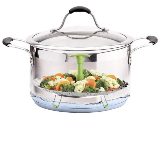 panier à vapeur de légumes plat pliant en acier inoxydable légumes aliments vapeur 7
