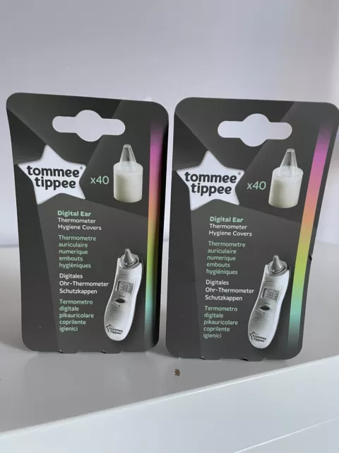 2x Tommee Tippee DIGITAL EAR THERMOMETER HYGIENE COVERS x40