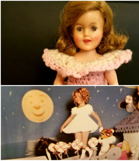 Vtg 1950s Shirley Temple Doll Ideal 12" w Stamp Org Shirley Purse + Postcard
