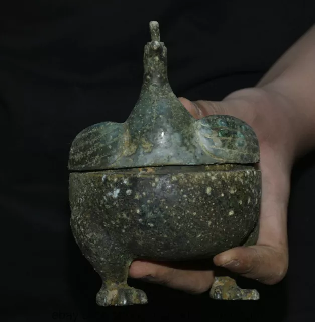 5.8 " Old Chinese Bronze ware Dynasty Animal Phoenix Zun Statue