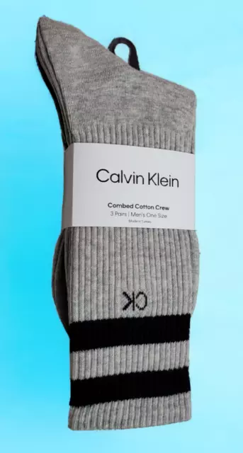 Calvin Klein CK Black And Heather Gray Striped Crew Socks Mens 3 Pack