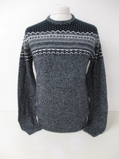 Fairisle Icelandic Sweater, F & F Jumper, Navy Fleck, Medium, To Fit 40" Chest