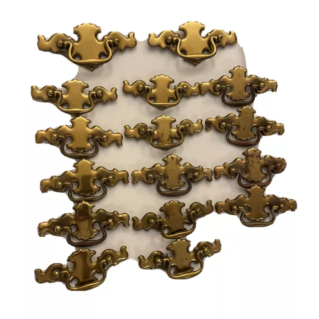 VTG 16 Brass Drop Bail Dresser Drawer Pull Handles Bat WingChippendale 4.5/5.5”