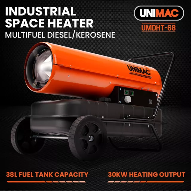 UNIMAC 30KW Industrial Space Heater Diesel Air Forced Blow Fan Portable Workshop