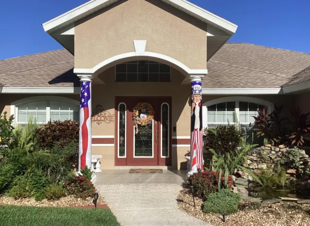 US Flag Patriotic Column Wrap - Square, Round, Or Simply Hang With Grommets.