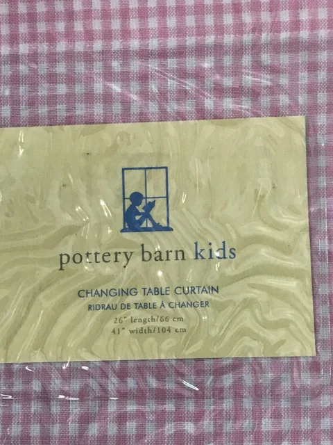 Pottery Barn Kids Pink White Gingham Changing Table Curtain 26" x 41"