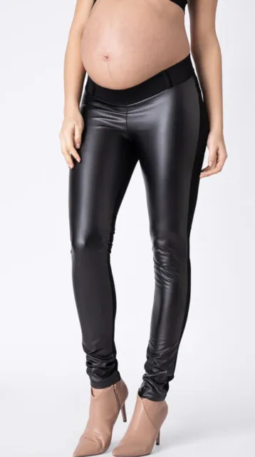 PREOWNED- SERAPHINE FAUX Leather Panel Maternity Leggings Womens (Size 4)  £56.62 - PicClick UK