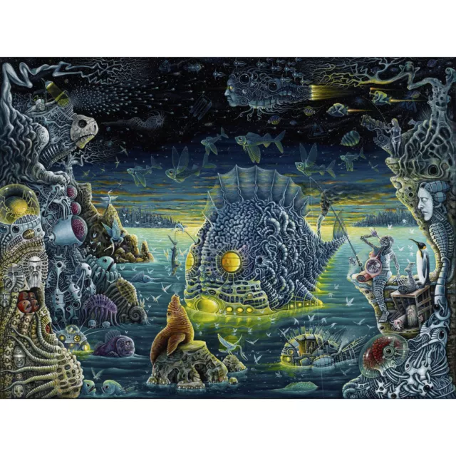 Psychedelic Trippy Ocean Night Fish Silk Poster 13x18 24x32inch