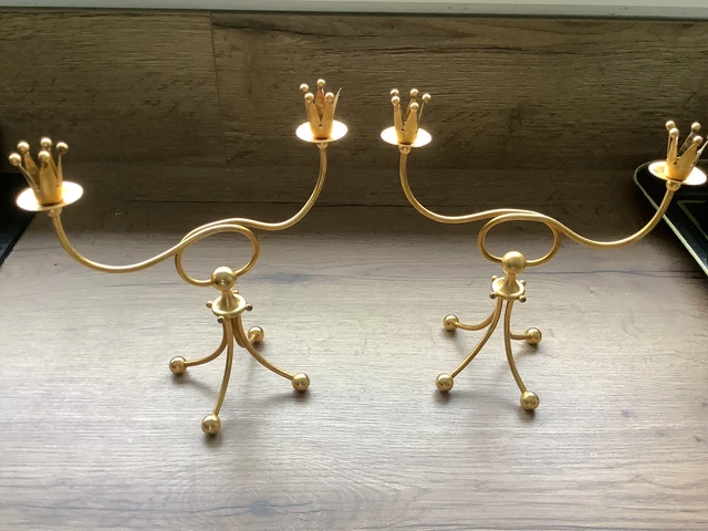 Bougeoir En Laiton Doré Antique - Hauteur 5 Cm - Pour Bougies Ø2 Cm - Décoration Table Classique