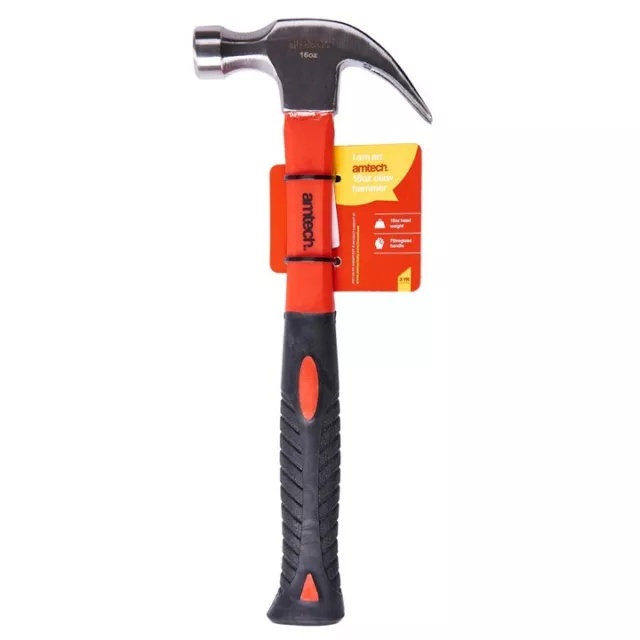 FIBREGLASS CLAW HAMMER 16oz SHAFT DROP FORGED RUBBER HANDLE GRIP NAILS A0250