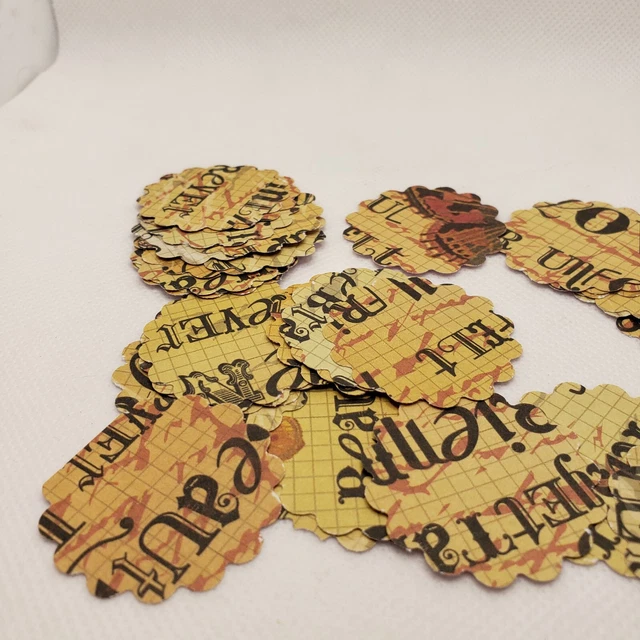 Lote de 32 vieiras perforadas a mano efímeras papel de lado Dbl ~ libro de recortes de tarjetas