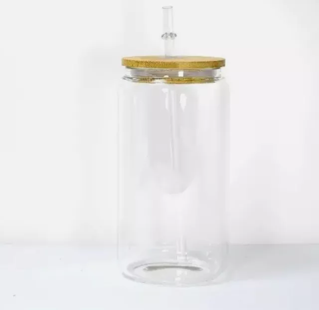 12oz Sublimation Blank Glass Can Jar Tumbler (Clear Glass)