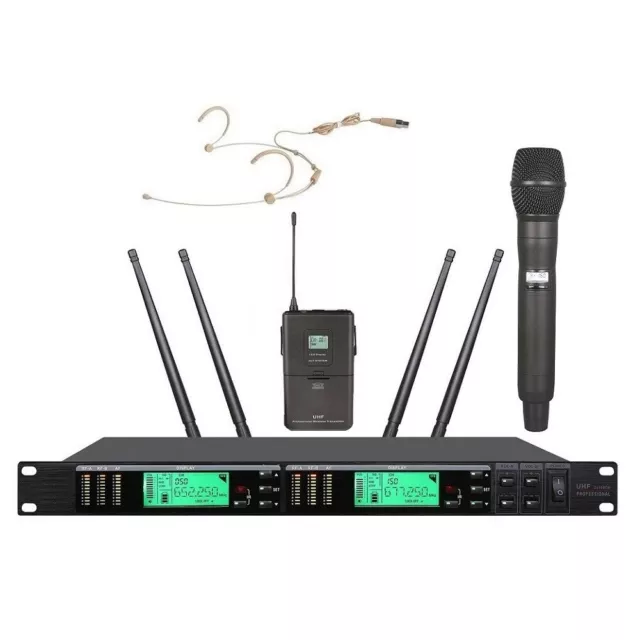 UHF Wireless Vocal Microphone Single Handheld Bodypack Mic System True Diversity