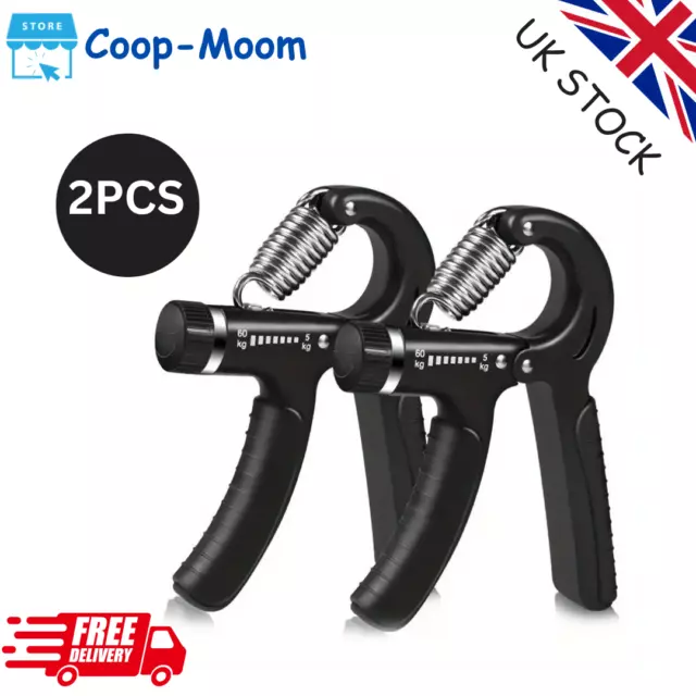 5-60KG Adjustable Hand Grip Strengthener  Wrist Forearm Gripper Exerciser UK...