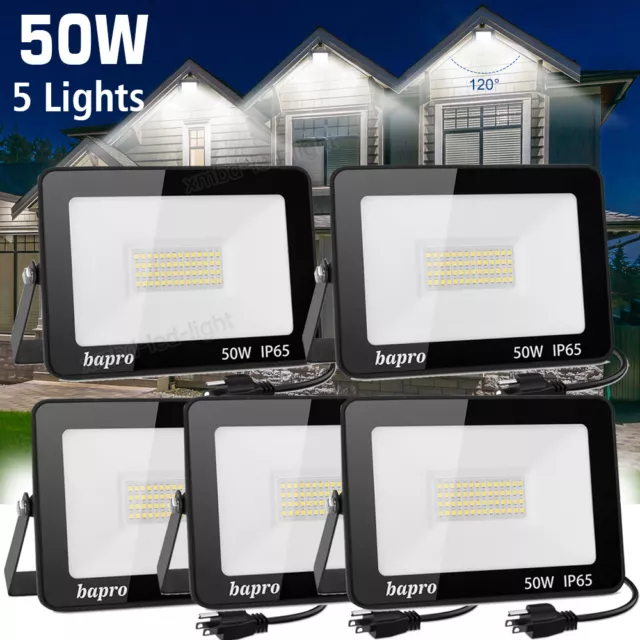 5x 50W Led Flood Light Outdoor Security Garden Yard Spotlight Lamp 110V W/Plug