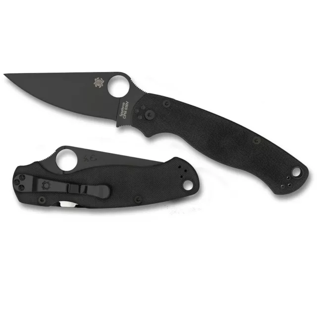 Spyderco Para Military 2 G-10 Black - Plain Black Blade Folding Knife | YSC81GPB