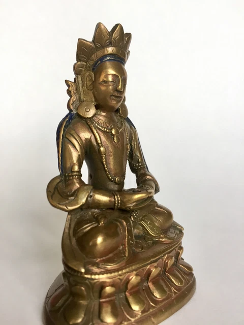Late 19th Century antique Sino-Tibetan Buddhist bronze statue of  Amitayus