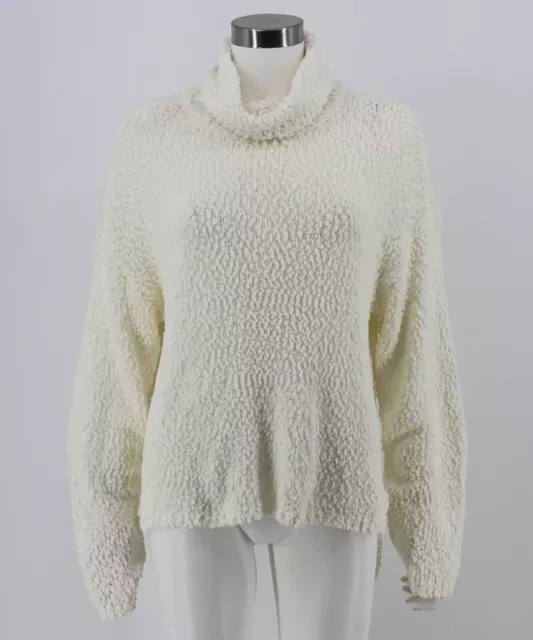 Bobeau NEW Large Popcorn Knit Turtleneck Sweater White Textured Pullover Womens 3