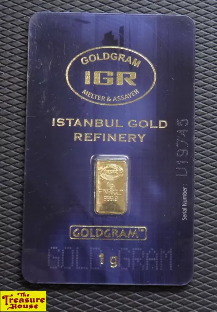 IGR Istanbul Turkey 1g One Gram .9999 Fine 99.99% Pure Gold Bullion Bar Sealed