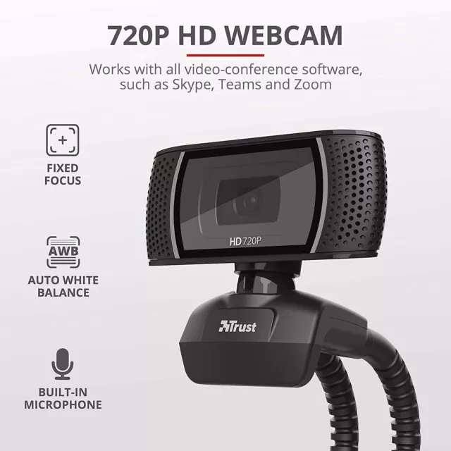 Trust Trino HD Video 720p Webcam with Built-in Microphone for PC & Mac