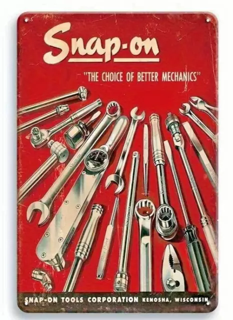 Retro Vintage Stil Druckknopfwerkzeuge Metallschild Mancave Garage Schuppen Blechschild Neu aus altem Lagerbestand