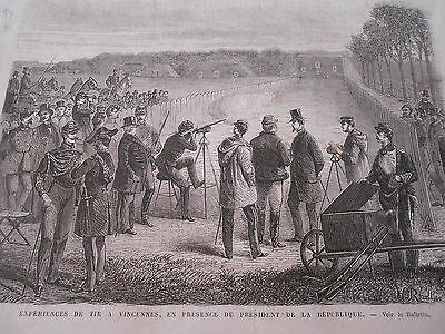 Gravure 1873 - Tir à Vincennes fusil cible