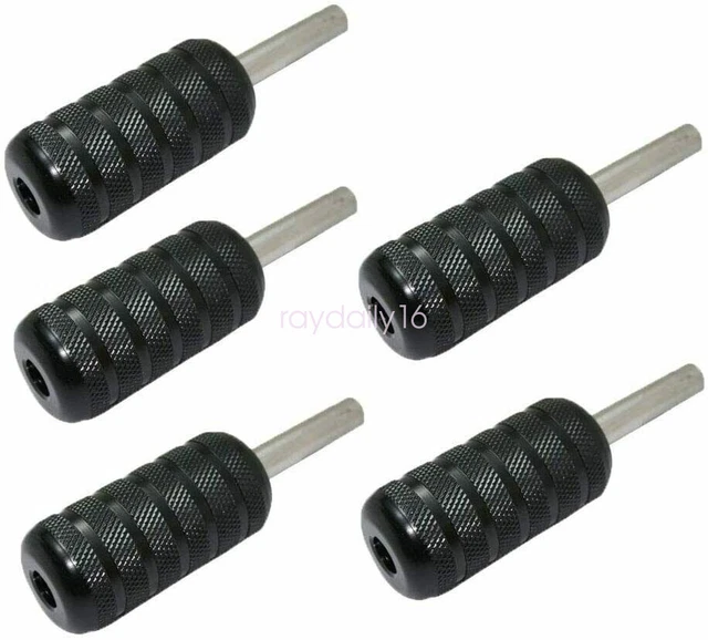 5 piezas empuñaduras de máquina de tatuaje de 25 mm mango ligero de aleación de aluminio vástago trasero negro