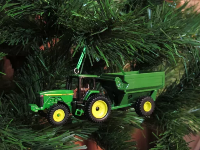 Custom John Deere Tractor and Grain Cart Christmas Tree Ornament Set