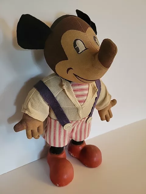 1930s Knickerbocker Mickey Mouse Doll, Cloth 11" Tall