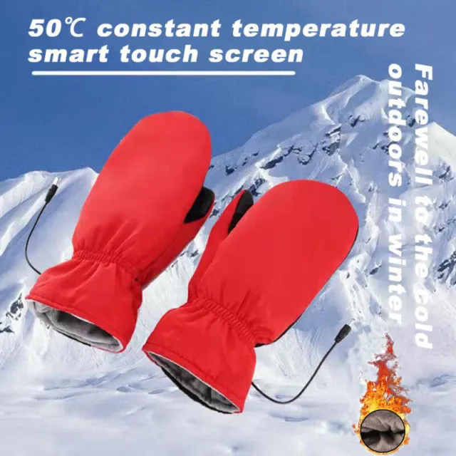 Men Women Electric Heating Snowmobile Snowboard Ski Gloves USB Snow Mittens