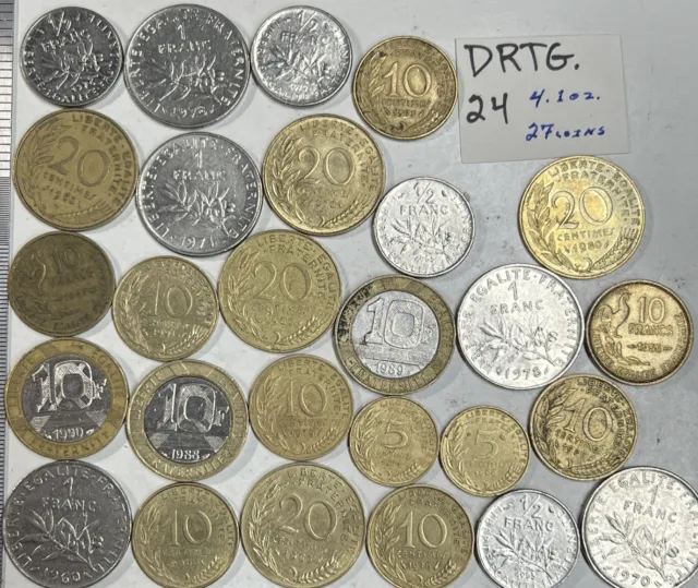 French Coin Lot, 4.1 oz. - Small Mix - FREE SHIPPING    Lot - DRTG.24
