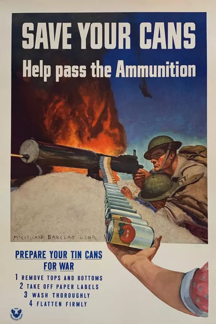 1940s Save Your Cans For Ammunition! Us Army WwII Wall Art Home - POSTER 20"x30"