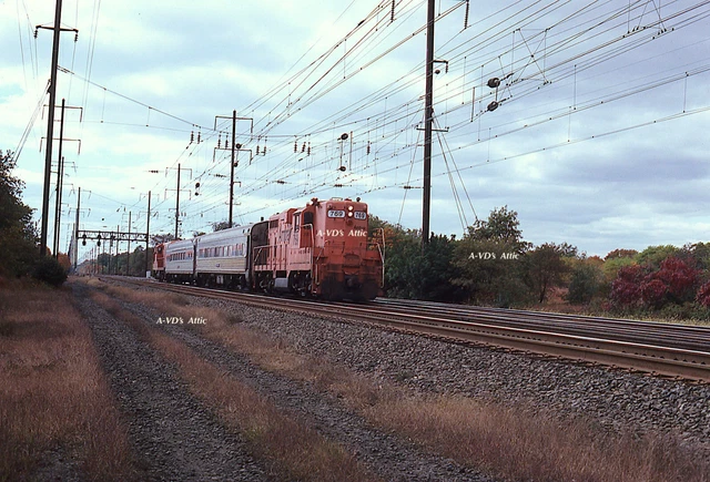 BIN  Orig slide AMTK Amtrak EMD GP7  MOW 769 work train Monmouth Jct NJ 1981
