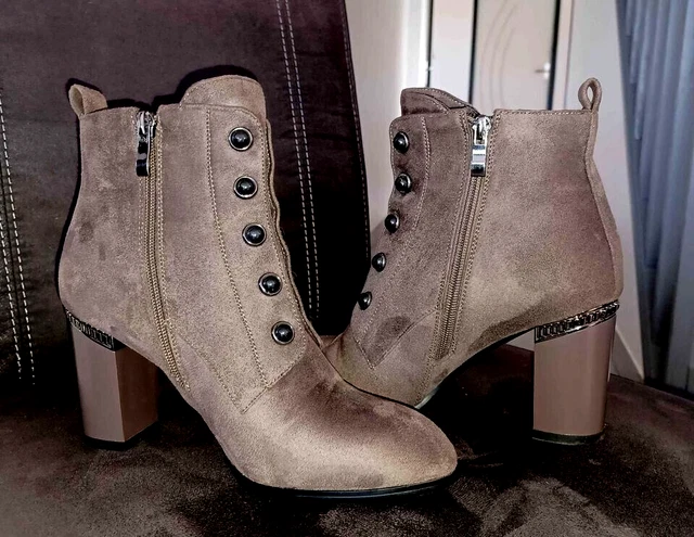 Sublimes Bottines Neuves Marron Chocolat   " Elite "  Cuir/Daim  Pointure 39