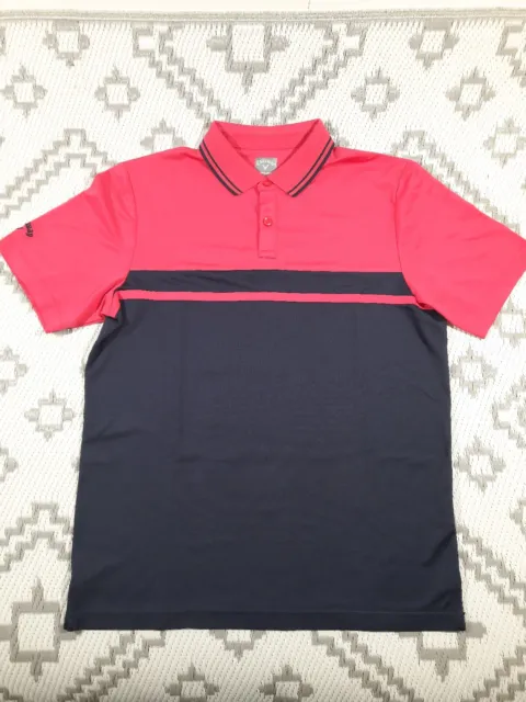 Callaway Optidry Mens Golf Shirt Size Medium Navy And Pink
